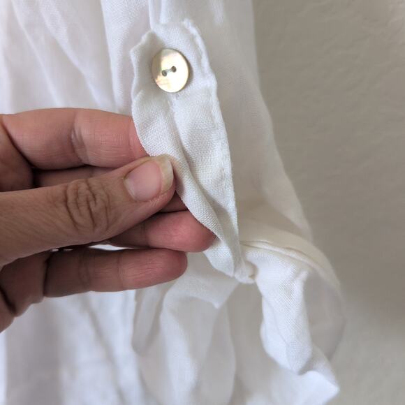 Terzo Millenio 100% Linen Top Women's Medium White Lace Beachy Made in Italy EUC - Picture 4 of 7